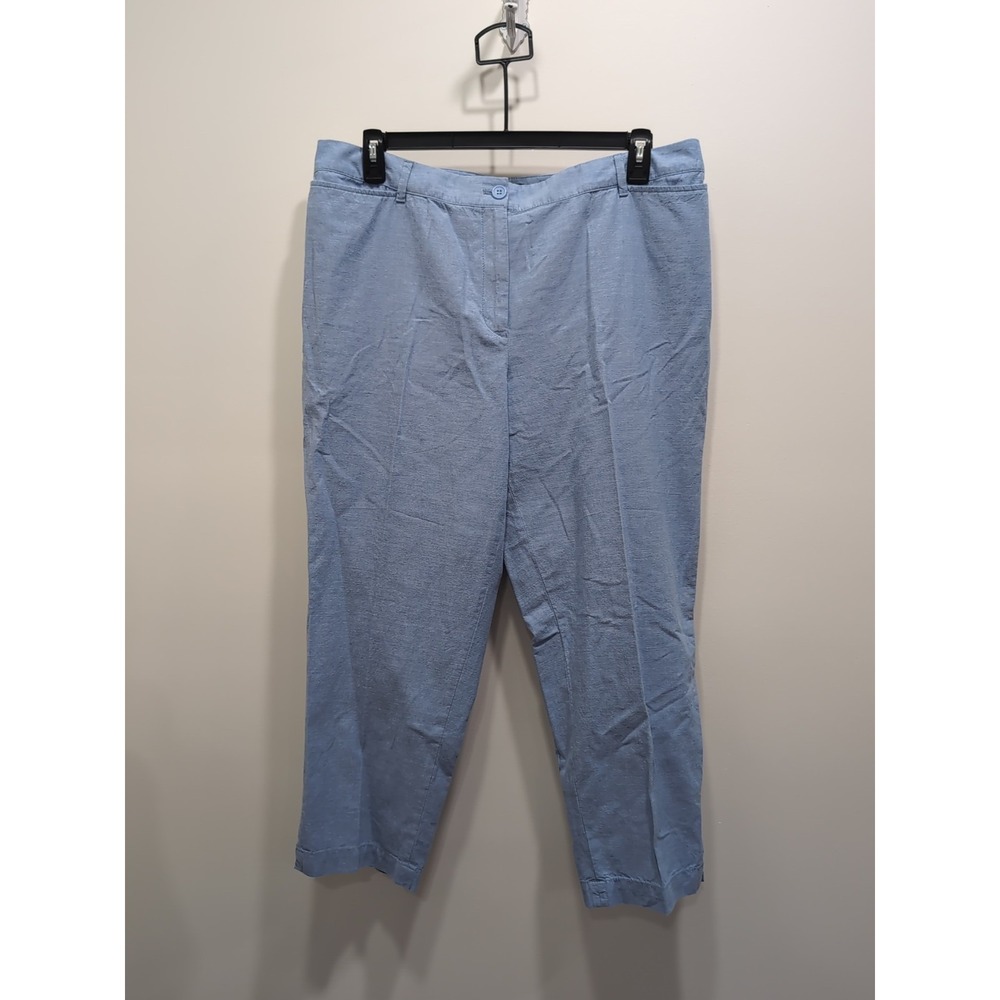 Talbots Perfect Crop Pants Womens Size 16 Blue Cotton Casual‎ Cottage Beach